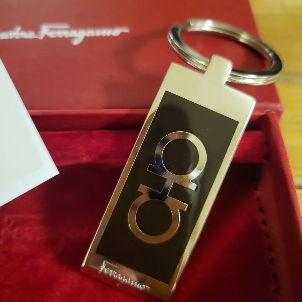 Salvatore Ferragamo Black and Silver Key Holder